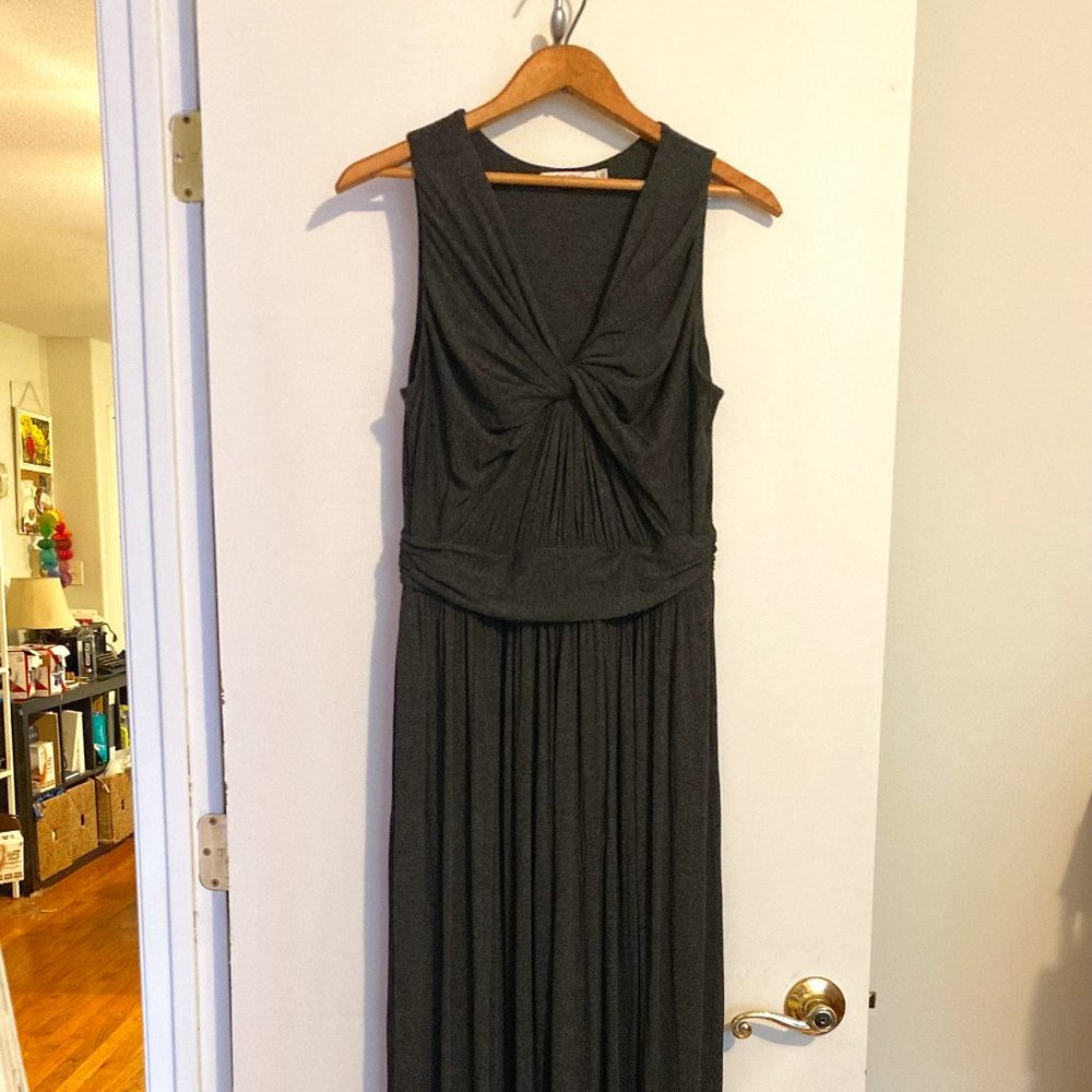 Anthropologie floor-length dark grey jersey dress Large